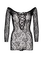 Seductive teddy, lace, lacing, seamless, long sleeves